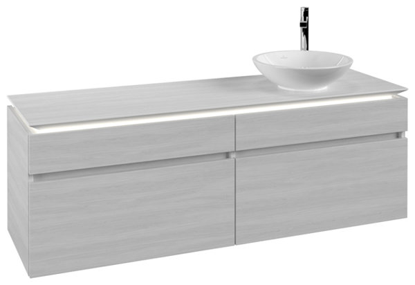 Bild von Villeroy & Boch Legato Waschtischunterschrank B598 1600x550x500mm, Waschtisch rechts, LED- Beleuchtung, Farbe: Arizona Oak