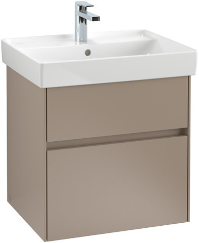 Bild von Villeroy & Boch Collaro Waschbeckenunterschrank mit Beleuchtung, 554x546x444 mm, 2 Auszüge, C008B0, Farbe: Front/Korpus: Oak Graphite