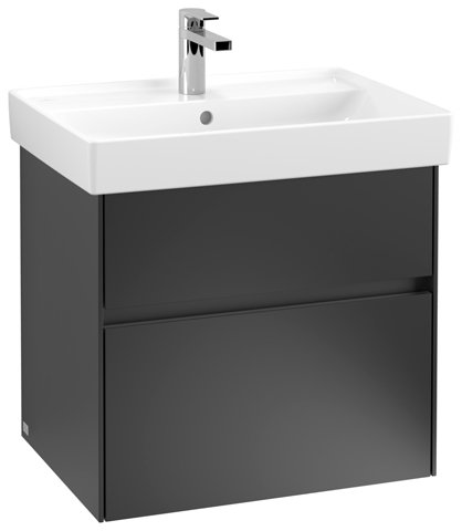 Bild von Villeroy & Boch Collaro Waschbeckenunterschrank 604x546x444 mm, 2 Auszüge , C00900, Farbe: Front/Korpus: Black Matt Lacquer, Griff: Black Matt