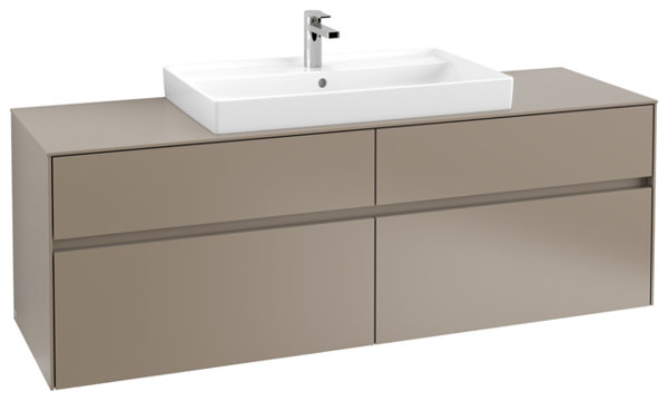 Bild von Villeroy & Boch Collaro Waschbeckenunterschrank 1600x548x500 mm, 4 Auszüge , für Waschbecken mittig, C02800, Farbe: Front/Korpus: Truffle Grey, Griff: Truffle Grey