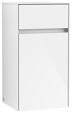 Bild von Villeroy & Boch Collaro Seitenschrank 404x748x349 mm, 1 Tür und 1 Schublade Anschlag (Scharnier) rechts, C03201, Farbe: Front/Korpus: Glossy White, Griff: White Matt