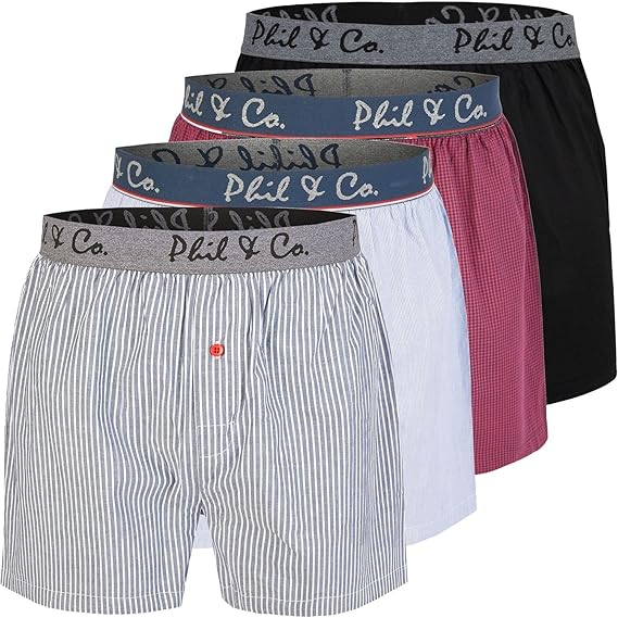Bild von 4 Phil & Co Webboxer Basis Herren American Boxer Boxershorts kariert oder Druck, Grösse:XL, Präzise Farbe:Design 1