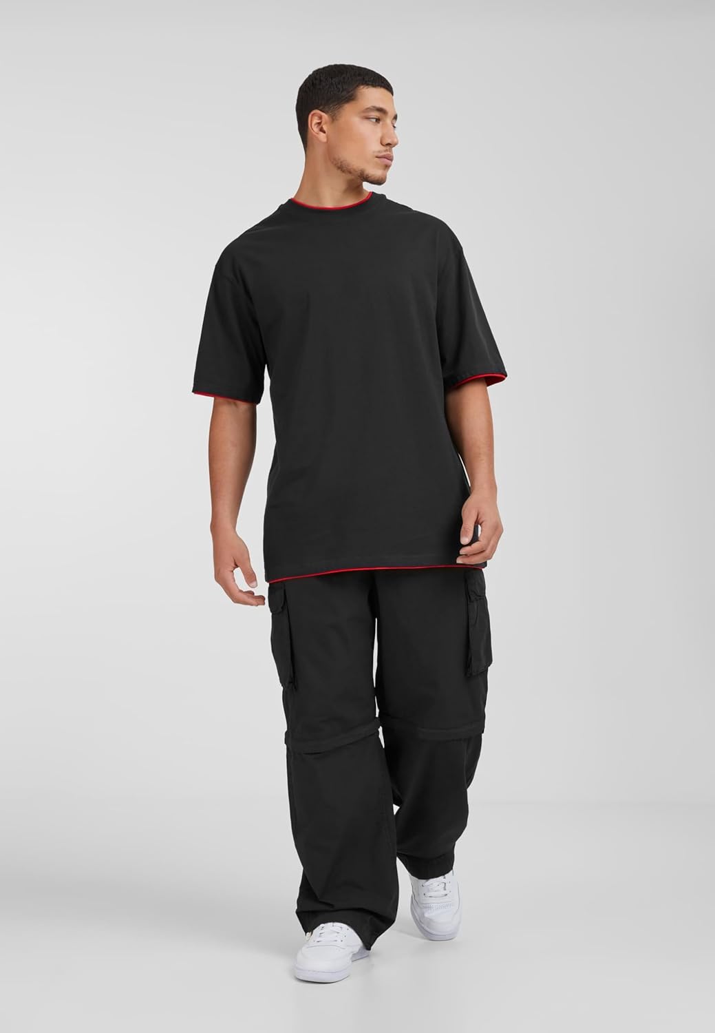 Bild von Urban Classics Herren Bekleidung Contrast Tall Tee T shirt, White/Black, 3XL Große Größen EU