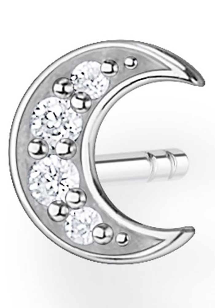 Bild von THOMAS SABO Single-Ohrstecker »Mond pavé gold, Mond pavé silber, H2133-051-14, H2133-414-14«, mit Zirkonia (synth.)