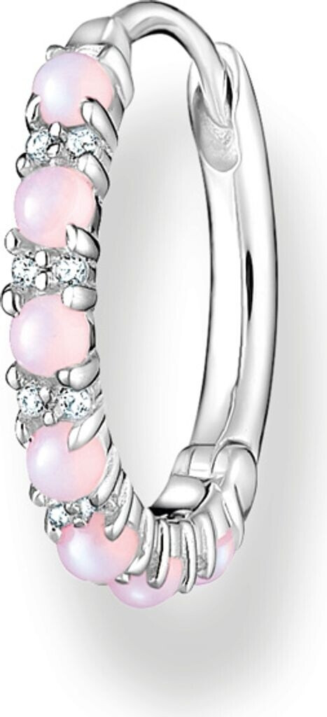 Bild von THOMAS SABO Damen Einzel-Creole aus 925er Sterlingsilber mit 15 mm Durchmesser und Rosa Steine CR664-166-7