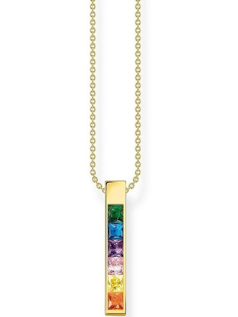 Bild von Thomas Sabo Damen Kette mit bunten Steinen vergoldet, aus 925er Sterlingsilber mit 750er Gelbgold-Vergoldung, Länge 45cm, KE2113-971-7-L45V