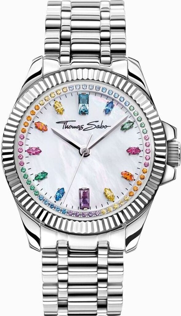 Bild von THOMAS SABO Quarzuhr »DIVINE RAINBOW«, Armbanduhr, Damenuhr, Zirkonia, Aquamarin, Amethyst, Edelstahlarmband