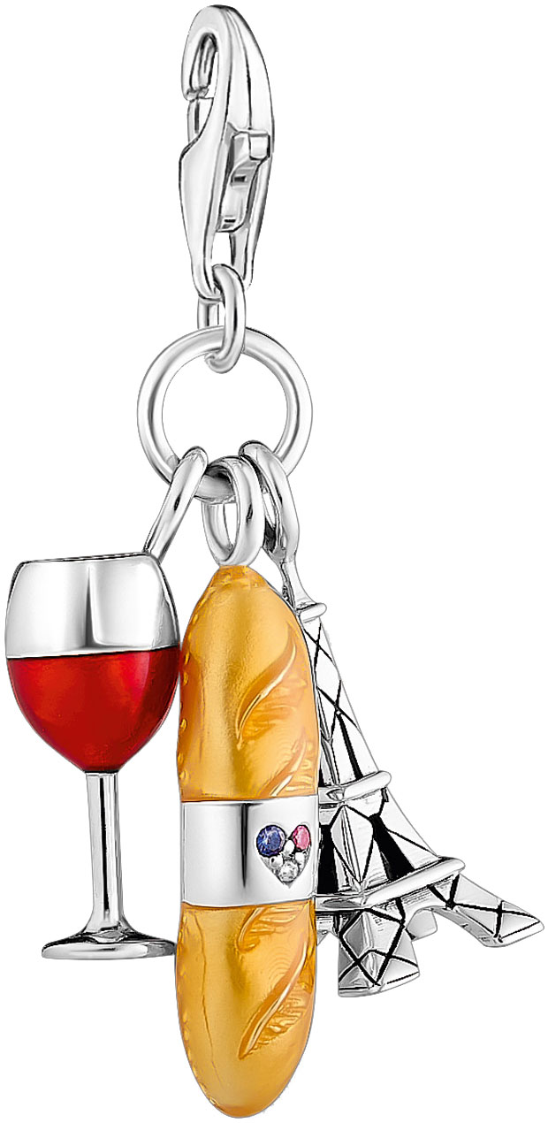 Bild von THOMAS SABO Charm-Einhänger »Rotweinglas, Baguette und Eiffelturm, 2078-390-7«, mit Korund (synth.), Zirkonia (synth.)