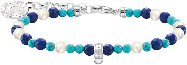 Bild von THOMAS SABO Charm-Armband »mit weißen Perlen und blauen Beads, A2141-158-7-L19v«, mit Lapislazuli, Türkis-Imitat - mit Süßwasserzuchtperle