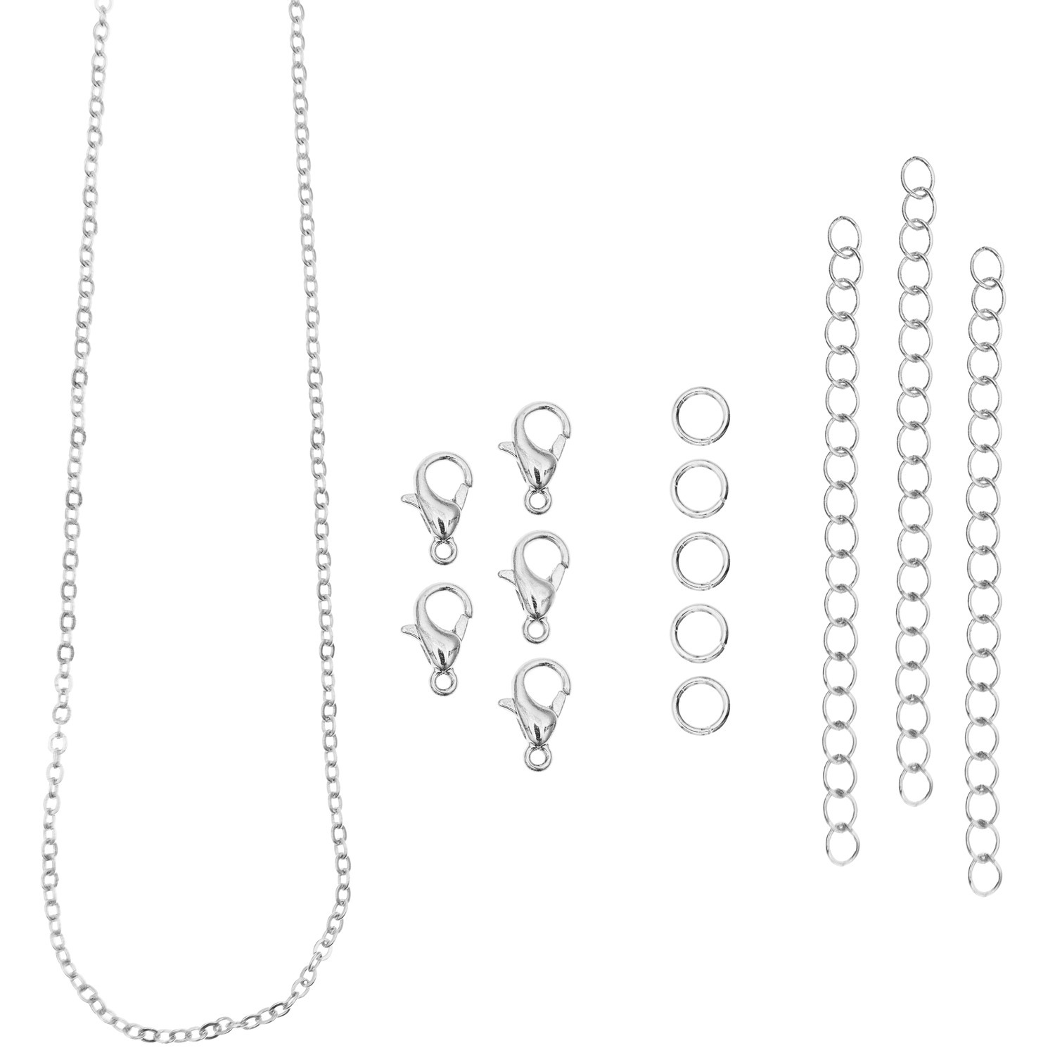 Bild von Karabiner-Verschlüsse und Ketten silber 14teilig