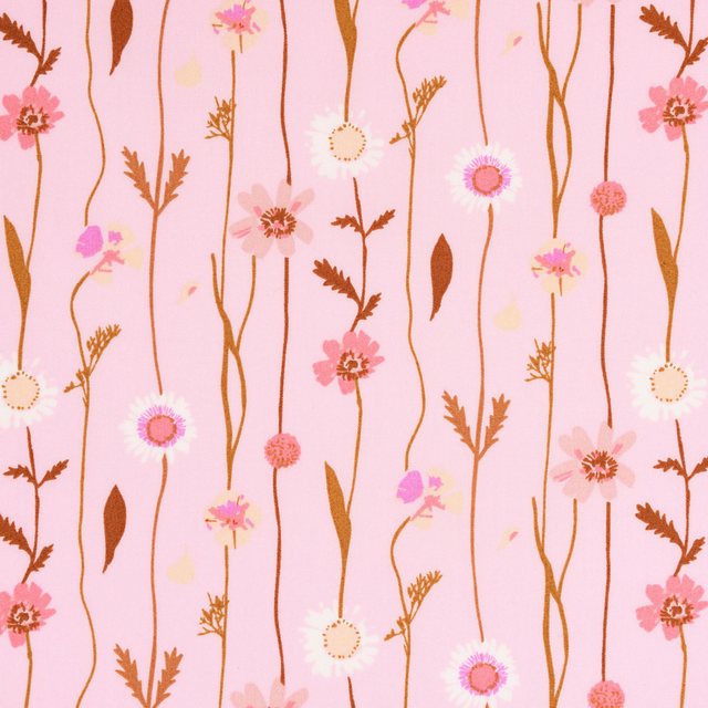 Bild von SCHÖNER LEBEN. Stoff Rico Design Baumwollstoff Wildblumen rosa bunt 1,4m Breite