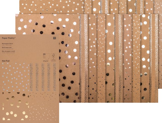 Bild von Paper Poetry Kraftpapier Block Punkte 270g/m² 20 Blatt Hot Foil