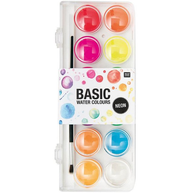 Bild von Basic Neon Water Colours Wasserfarbkasten 12 Farben