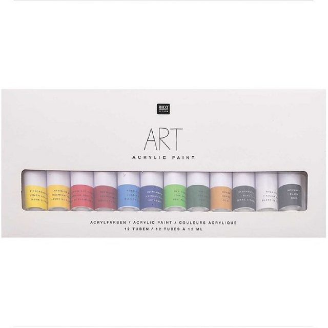 Bild von Rico Design Kreativset ART Acrylic Paint Acrylfarben-Set Basic 12 Tuben a 12ml, (Acrylfarben-Set, 12-tlg., 12 Tuben a 12ml)