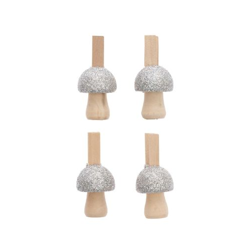 Bild von Rico Design 4 Silberne glitzernde Holzpilzzangen