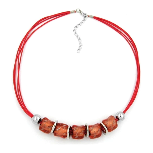 Bild von Elegante GAL Halskette mit apricot-silbergrauen Steinperlen