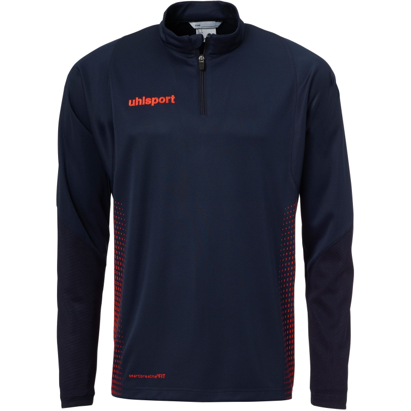 Bild von Uhlsport Kinder Score 1/4 Zip Top Langarmshirt, Marine/Fluo rot, 116