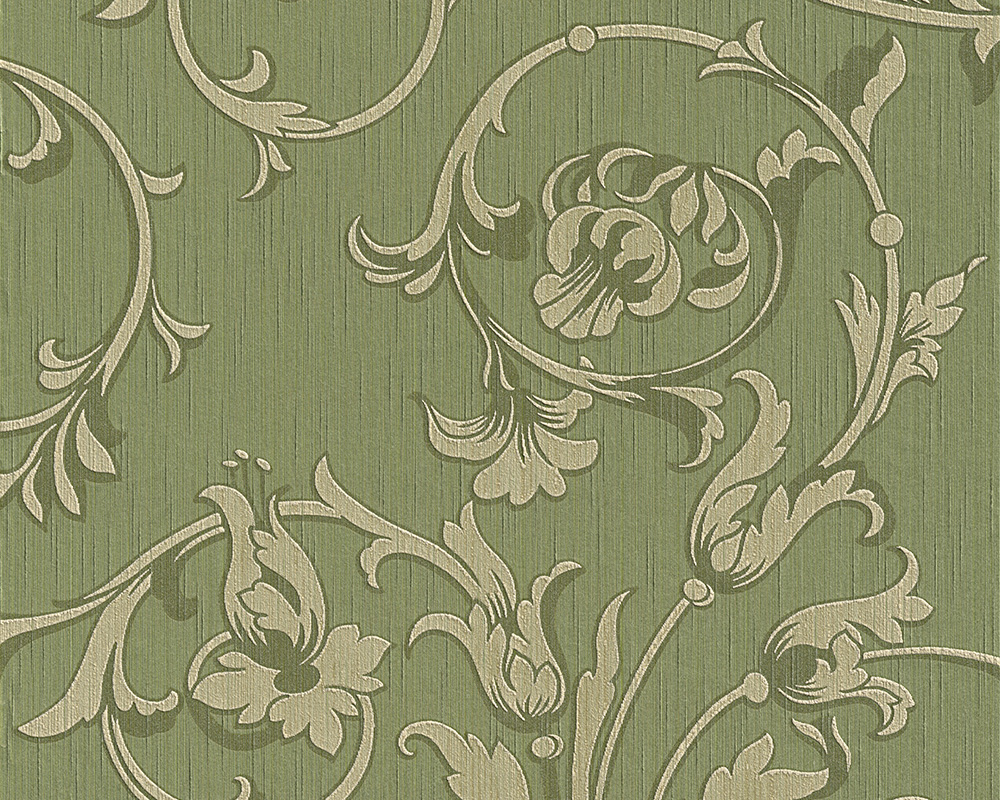 Bild von Bricoflor Französische Tapete Grün Elegante Ranken Vliestapete im Barock Stil Vlies Textiltapete mit Blumen Ornament für Wohnzimmer und Esszimmer