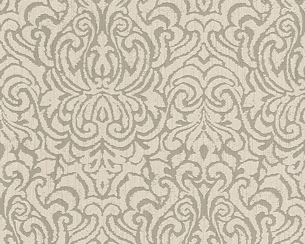 Bild von Bricoflor Vlies Textiltapete in Beige Grau Elegante Tapete mit Ornamenten für Schlafzimmer und Esszimmer Textil Vliestapete mit Barock Muster Edel