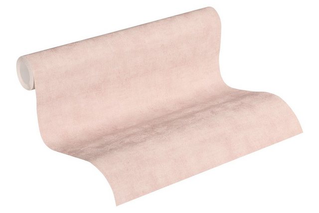 Bild von Bricoflor Rosa Tapete Einfarbig Vlies Betontapete in Pastellfarben für Babyzimmer und Schlafzimmer Pastell Vliestapete mit Beton Design im Uni Stil