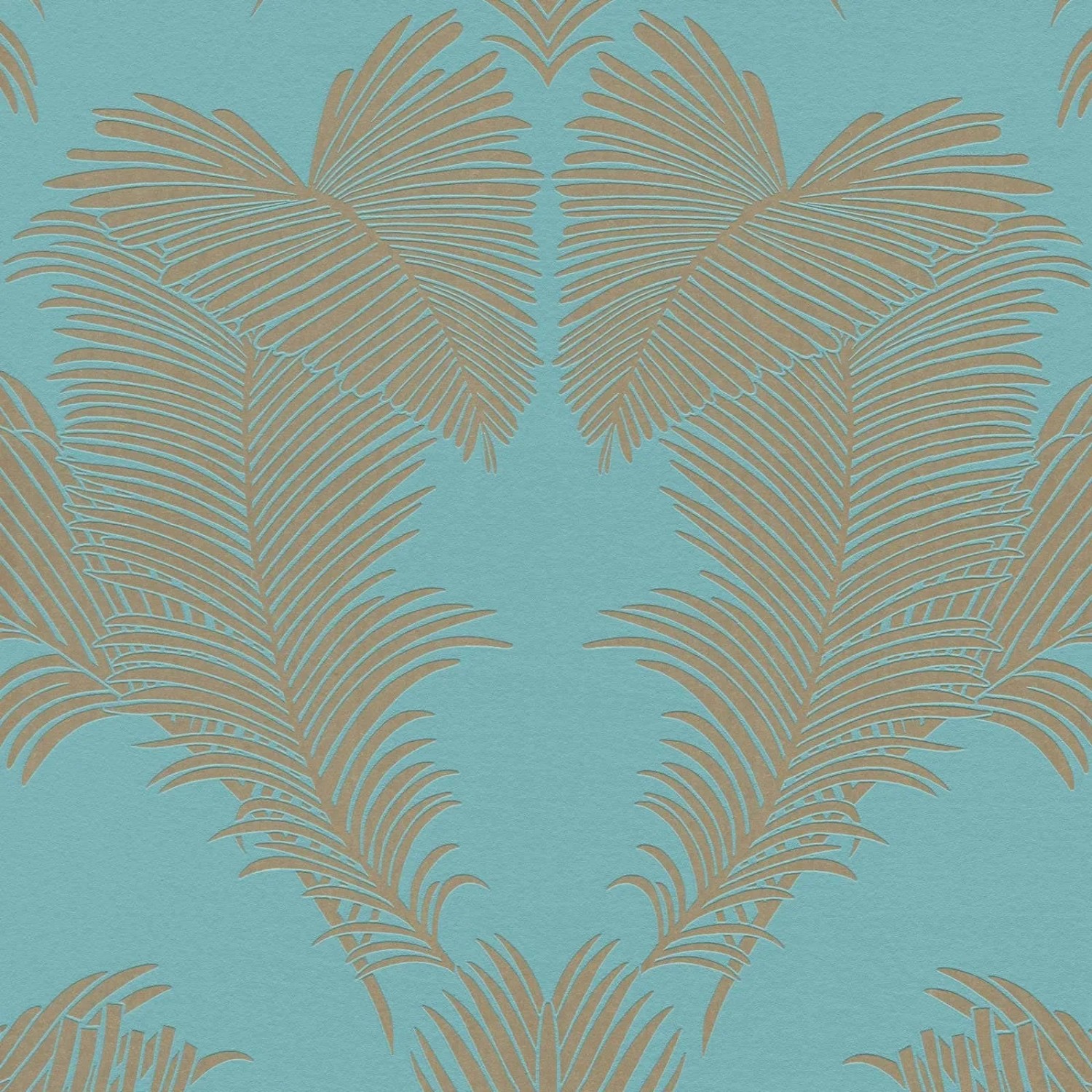 Bild von Bricoflor Türkise Tapete im Jugendstil Art Nouveau Vliestapete in Hellblau und Beige Esszimmer und Schlafzimmer Wandtapete mit Farn Design