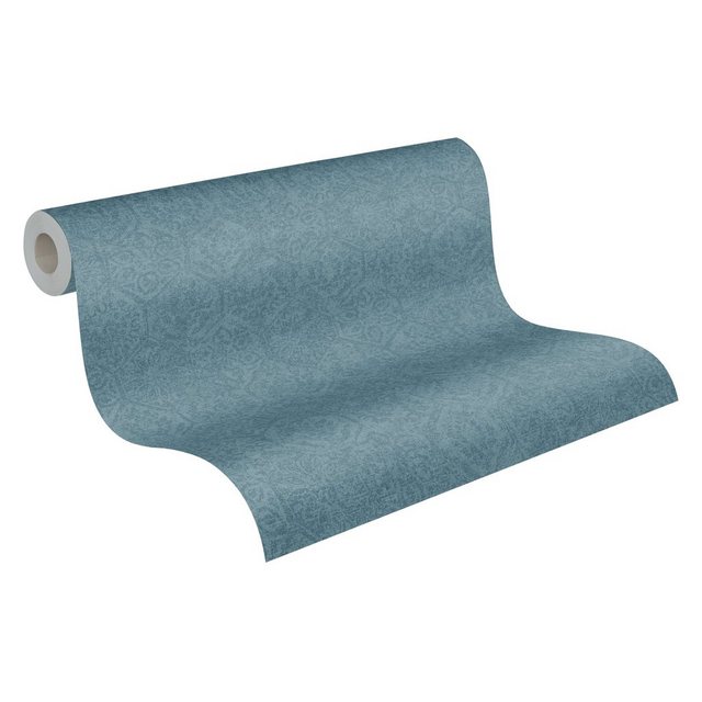 Bild von A.S. Création Vintagetapete Cuba Mustertapete Vliestapete blau leicht glänzend matt fein strukturiert 380225 38022-5, 10.05 m x 0.53 m