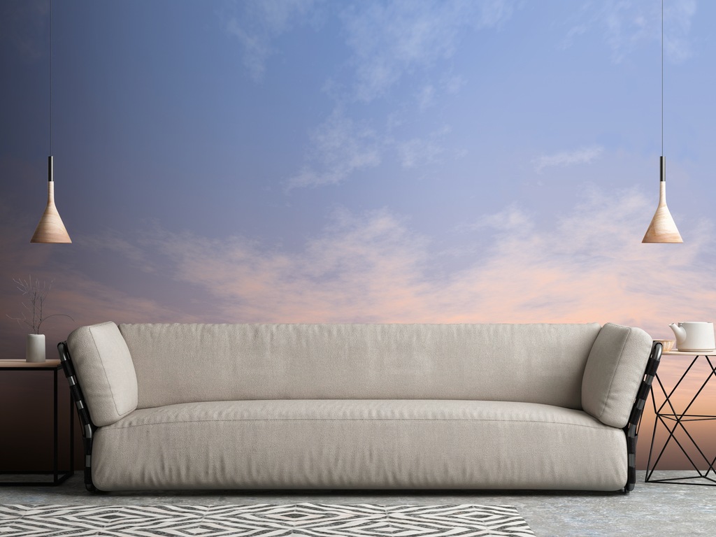 Bild von living walls Fototapete "Fototapete Sonnenaufgang", matt-gemustert-neutral, Himmel Wolken Horizont Tapeten Wohnzimmer Schlafzimmer Küche Blaue