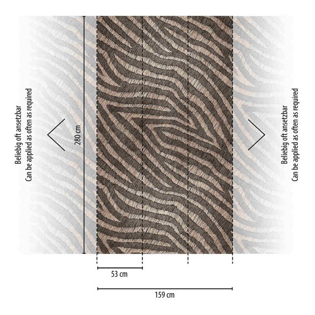 Bild von living walls Fototapete "Zebramuster Fototapete", matt-gemustert-neutral, Tierfelloptik Animalprint Tiertapete Tapeten Wohnzimmer Schlafzimmer