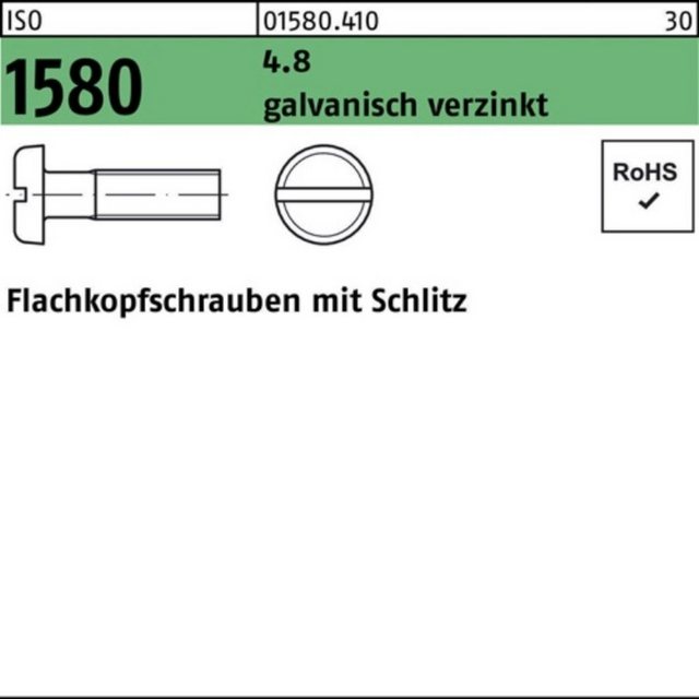Bild von Reyher Schraube 2000er Pack Flachkopfschraube M 3 x 5 ISO 1580 m.Schlitz 4.8 galvanisc