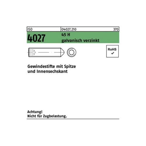 Bild von Gewindestift ISO 4027 M4x12 – Reyher Gewindebolzen im 1000er Pack