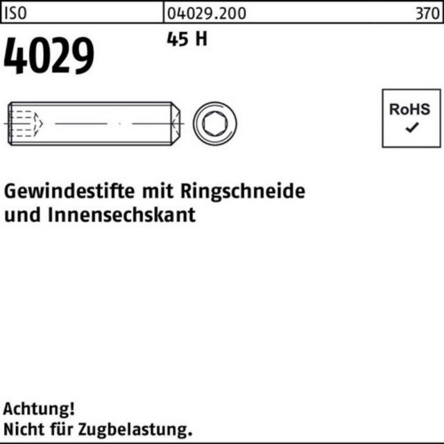 Bild von Reyher Gewindebolzen 100er Pack Gewindestift M 20 x 60 ISO 4029 Ringschneide/Innen-6-kant 4