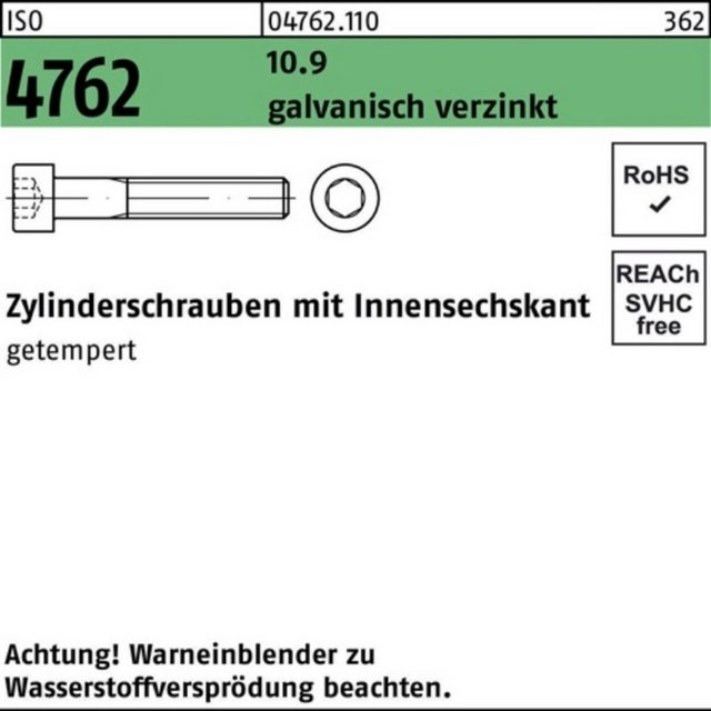 Bild von Reyher Zylinderschraube 100er Pack Zylinderschraube M 12 x 120 ISO 4762 m.Innensechskant 10.9