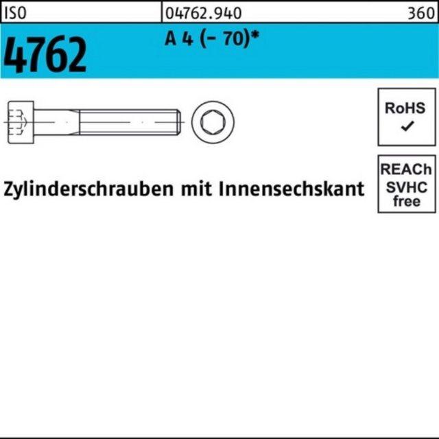 Bild von Reyher Zylinderschraube 500er Pack Zylinderschraube M 6 x 65 ISO 4762 m.Innensechskant A 4
