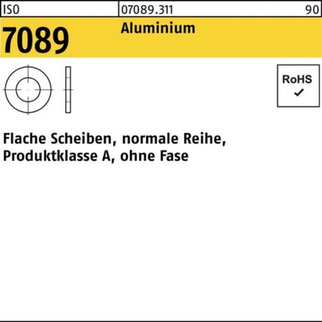 Bild von Bufab Unterlegscheibe 1000er Pack 070893110050000 Unterlegscheibe ISO 7089 o.Fase 5 Aluminiu
