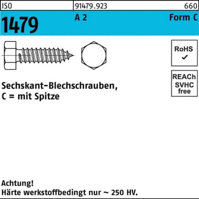Bild von Reyher Blechschraube 1000er Pack Blechschraube C 2,9 x 25 ISO 1479 m.Spitze/6-kant A 2