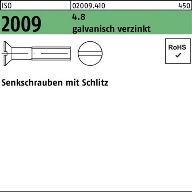Bild von Reyher Senkschraube 500er Pack 020094100080018 Senkschraube ISO 2009 m.Schlitz M 8 x 18 4.