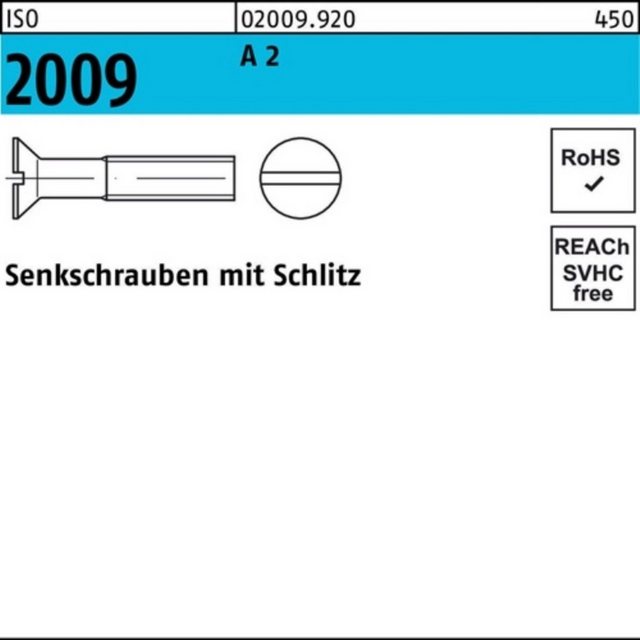 Bild von Reyher Senkschraube 100er Pack 020099209060030 Senkschraube ISO 2009 m.Schlitz M 6 x 30 A