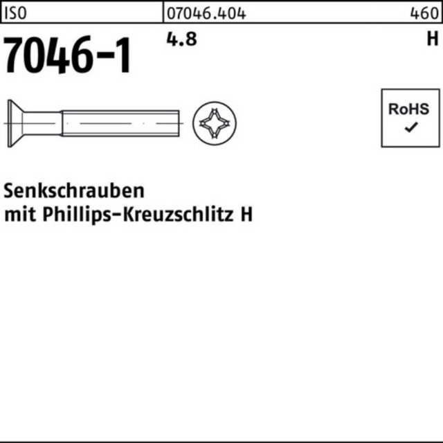 Bild von Reyher Senkschraube 1000er Pack 070464040060012 Senkschraube ISO 7046-1 m.Kreuzschlitz-PH