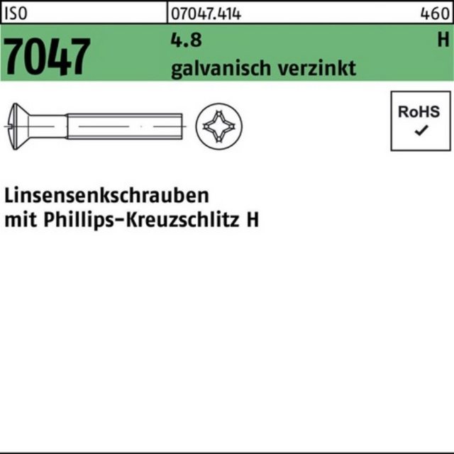 Bild von Reyher Linsenschraube 200er Pack 070474149040045 Linsensenkschraube ISO 7047 m.Kreuzschlitz-