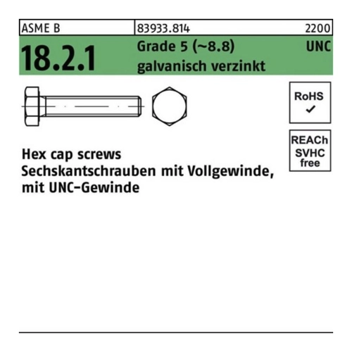 Bild von Reyher Sechskantschraube 100er Pack - 5/16 x 5/8 R 83933 m.UNC-Gewinde