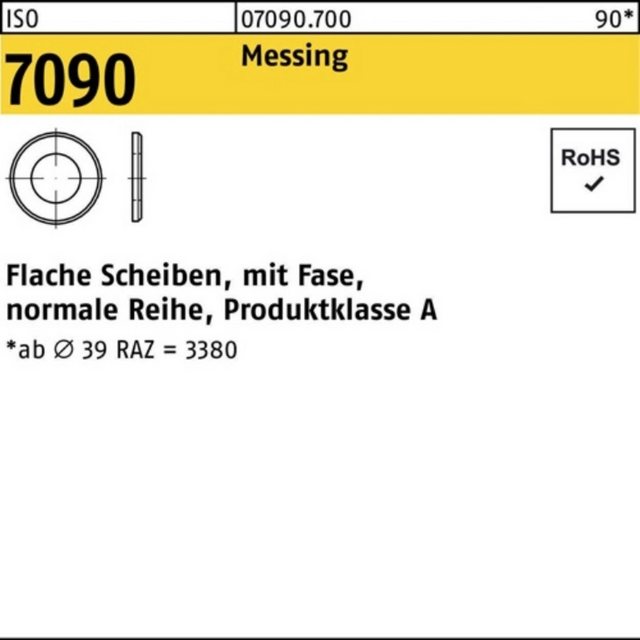 Bild von Reyher Unterlegscheibe 500er Pack Unterlegscheibe 10 ISO 7090 m.Fase Messing