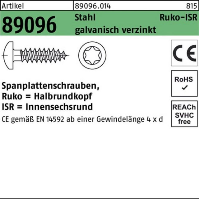 Bild von Reyher Spanplattenschraube 1000er Pack 890960140040012 Spanplattenschraube R 89096 HAKO Innensech