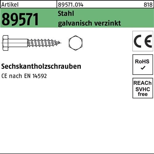 Bild von 50 Stk. Sechskantholzschraube R 89571 12x 140 Stahl galv.verz. 50 Stück Noname