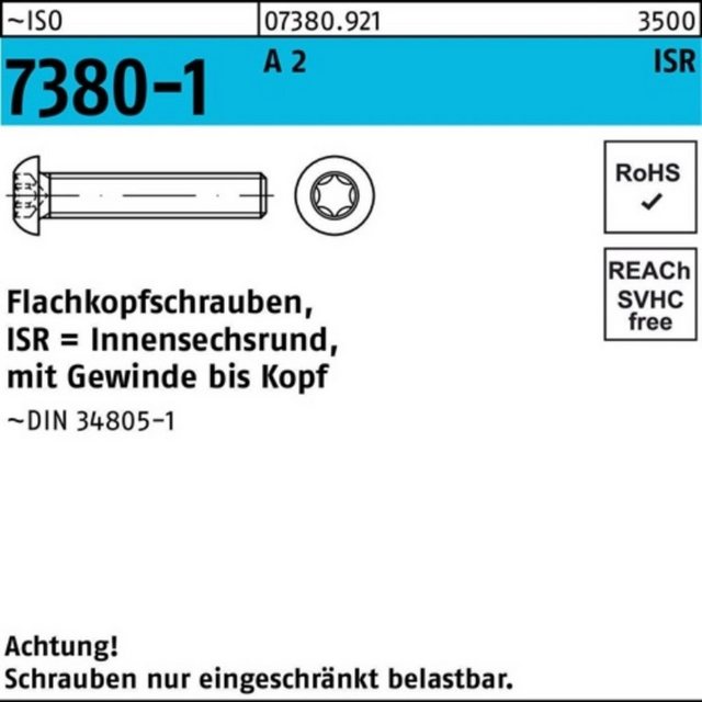 Bild von Reyher Schraube 200er Pack Flachkopfschraube M 5 x 45 -T25 ISO 7380-1 m.Innensechsrund