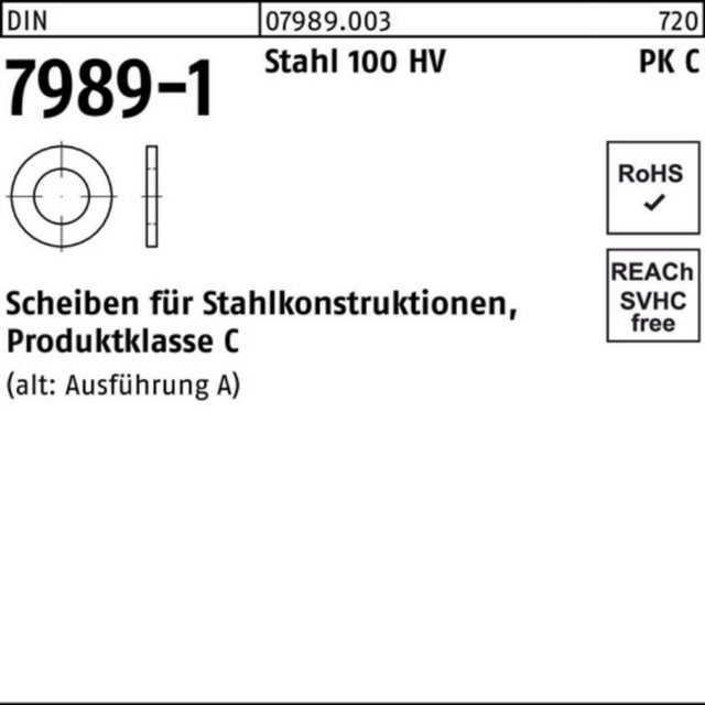 Bild von Reyher Unterlegscheibe 100er Pack Unterlegscheibe DIN 7989-1 24/26 x 44 x8 Stahl 100HV