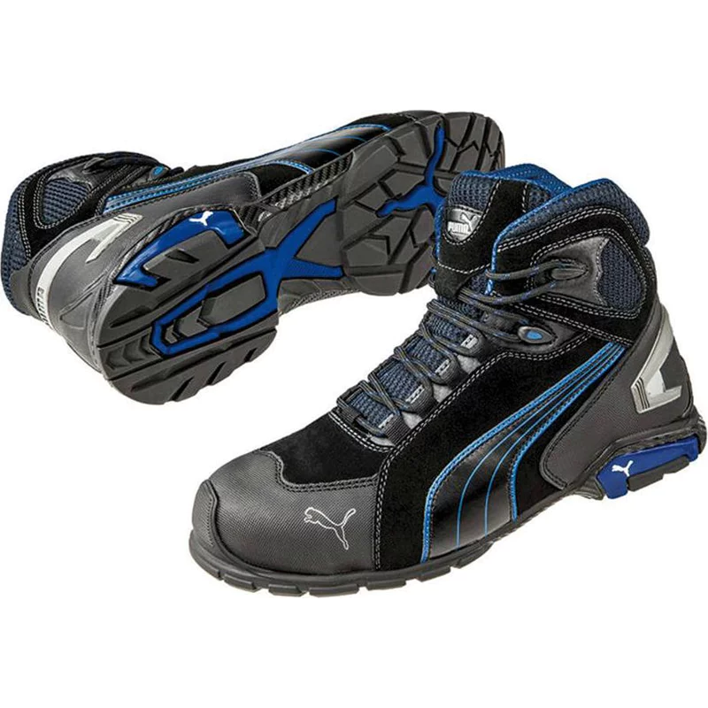 Bild von Sicherheitsstiefel Rio Black, Mid Gr. 45 schwarz/blau Leder S3 SRC EN20345