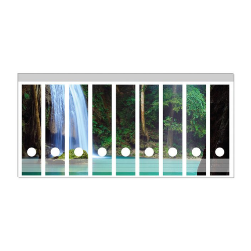 Bild von Wallario Etiketten Wasserfall im Wald am See