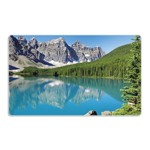 Bild von Wallario Frühstücksbrettchen aus Glas – Tiefblauer See mit Bergpanorama und Wäldern Kanada