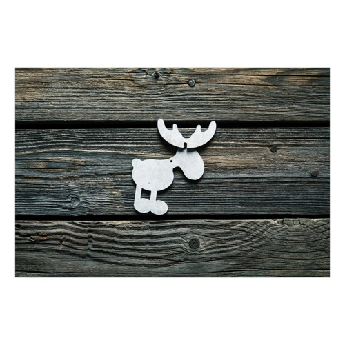 Bild von Wallario Poster - Lustiger Elch an Holzwand