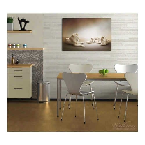 Bild von Wallario Acrylglasbild, Löwenfamilie mit Jungtieren